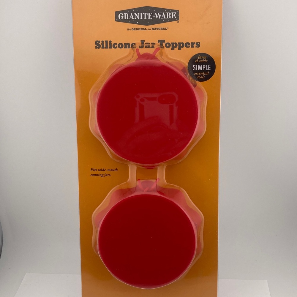 Granite Ware Silicone Canning Jar Toppers Lid Wide Mouth Red 10 Total Lids